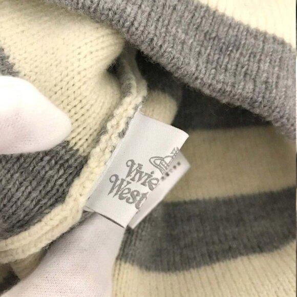 EGA Vivienne Westwood Orb Stripe Wool 100% Knit Hat Bicolor/7BH0451 - Picture 8 of 9